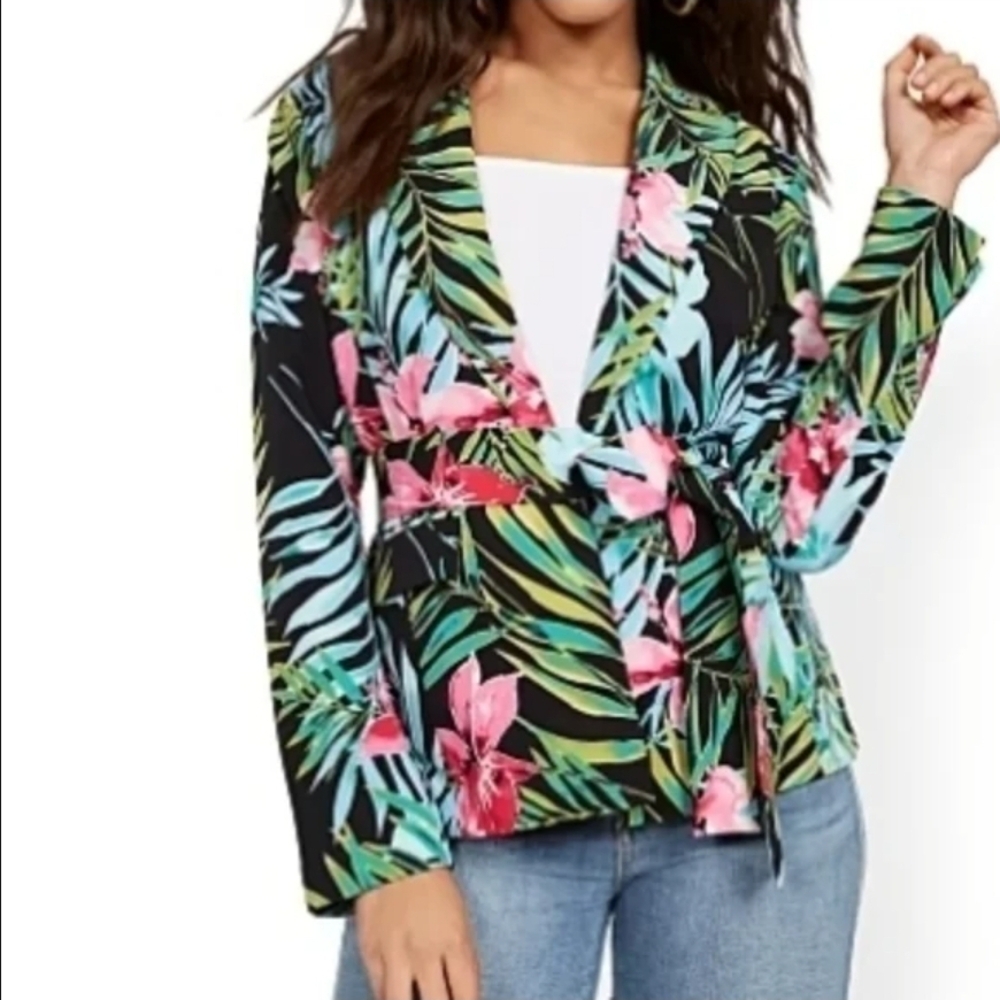 New York & Company Tropical Floral Women's Blazer
